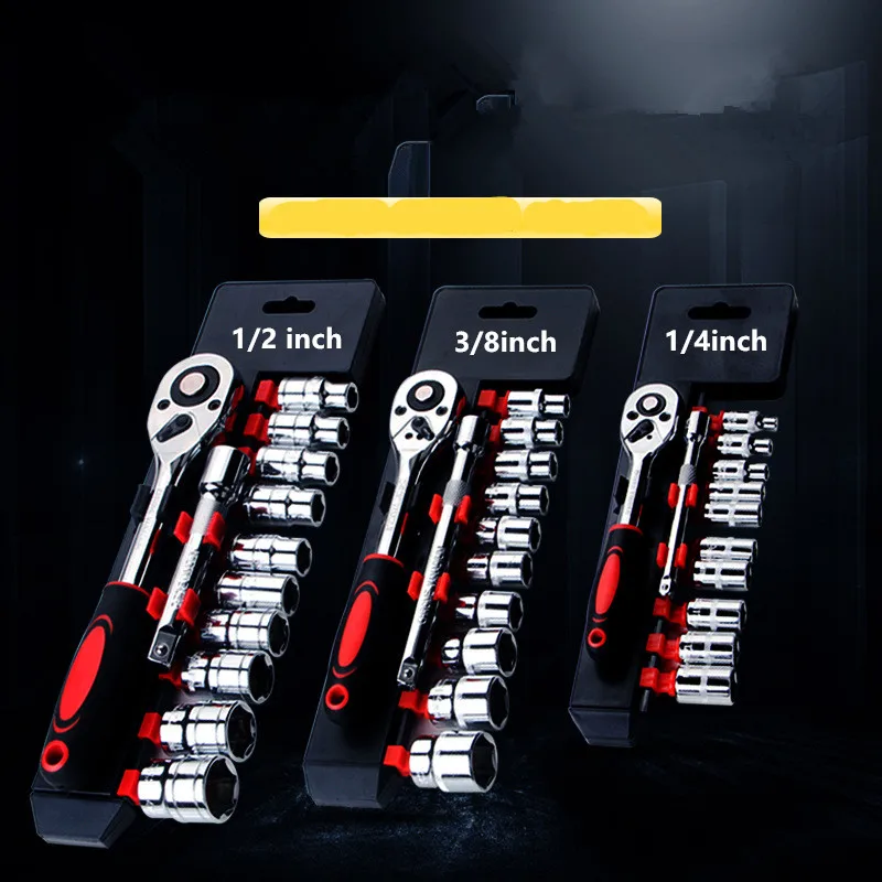 12 unids/set 1/4 pulgadas 3/8 pulgadas 1/2 pulgadas juego de llaves de tubo de trinquete juego de llaves de varilla de extensión llave herramienta manual de reparación de motocicletas y coches - imagen 2
