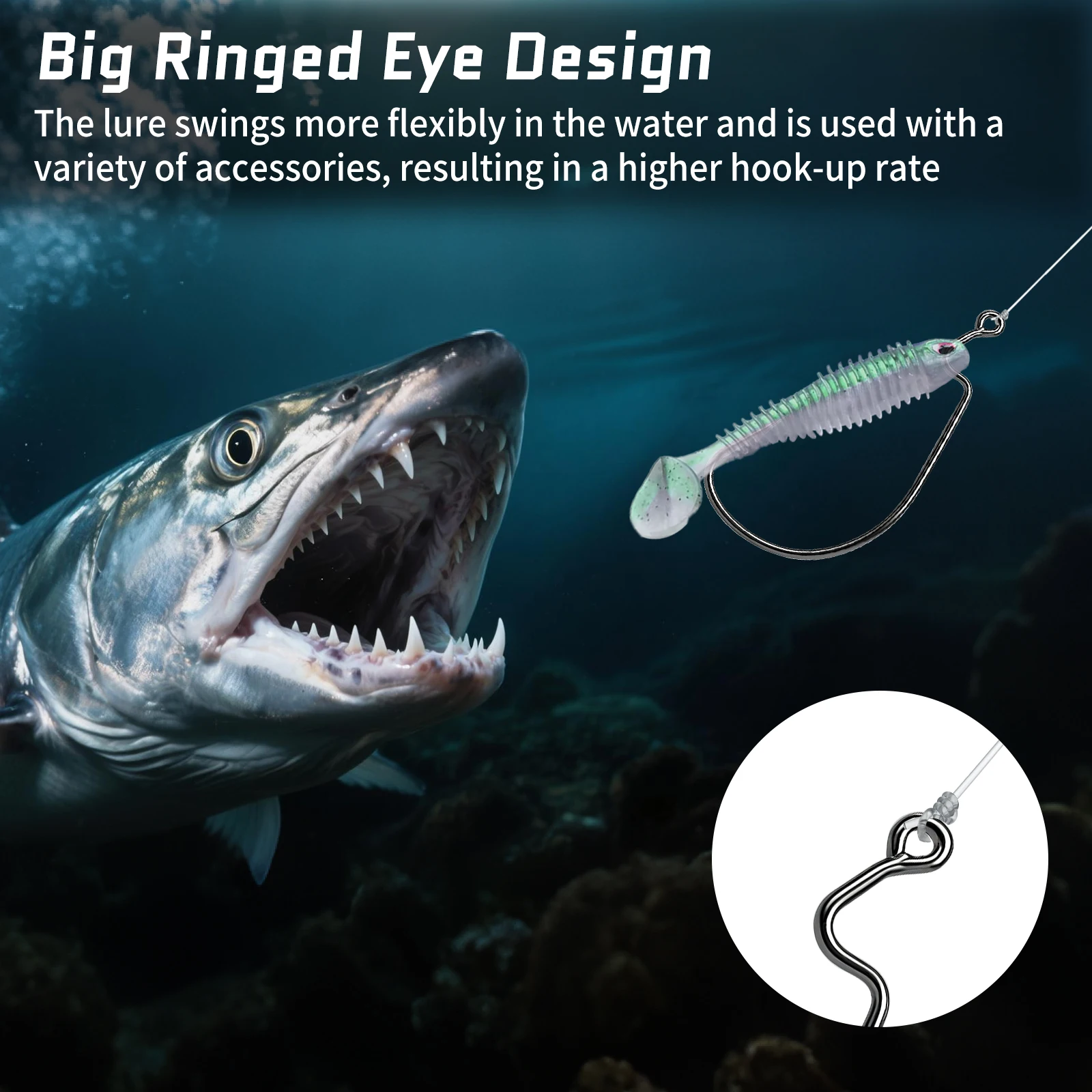 Anzuelos FishTtrip EWG para pesca de lubina, 25-100 Uds., anzuelo de gusano compensado, anzuelos de aparejo Texas, anzuelos de pesca con cebo vivo para agua dulce y salada - imagen 5