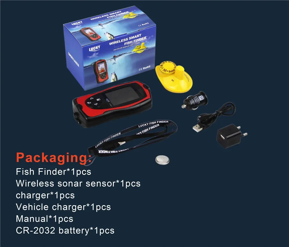 Lucky FF1108-1CW buscador de peces portátil rango 100M de profundidad 45M Sonar inalámbrico sonda de profundidad menú ruso buscador de peces pesca - imagen 5