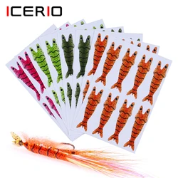 ICERIO verde naranja oliva camarones espalda película de piel fina pesca con mosca Material de envoltura corporal para gambas Scud ninfa moscas S M L XL