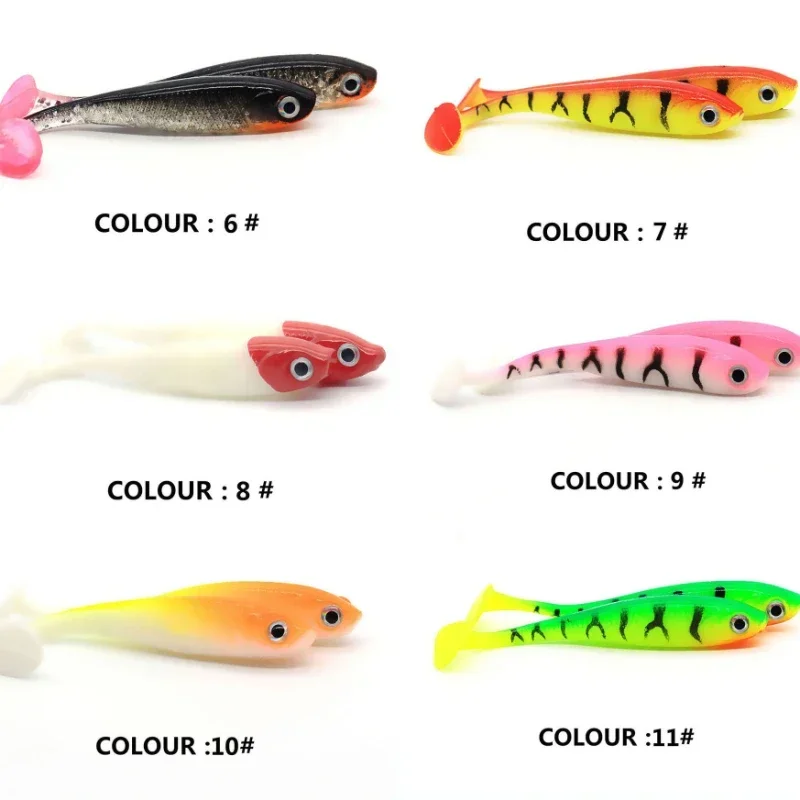 Señuelo de Pesca con cola en T, cebo de silicona suave, Swimbait, Jigging, Wobblers, aparejos, 7cm/2,1g, 5 piezas - imagen 4