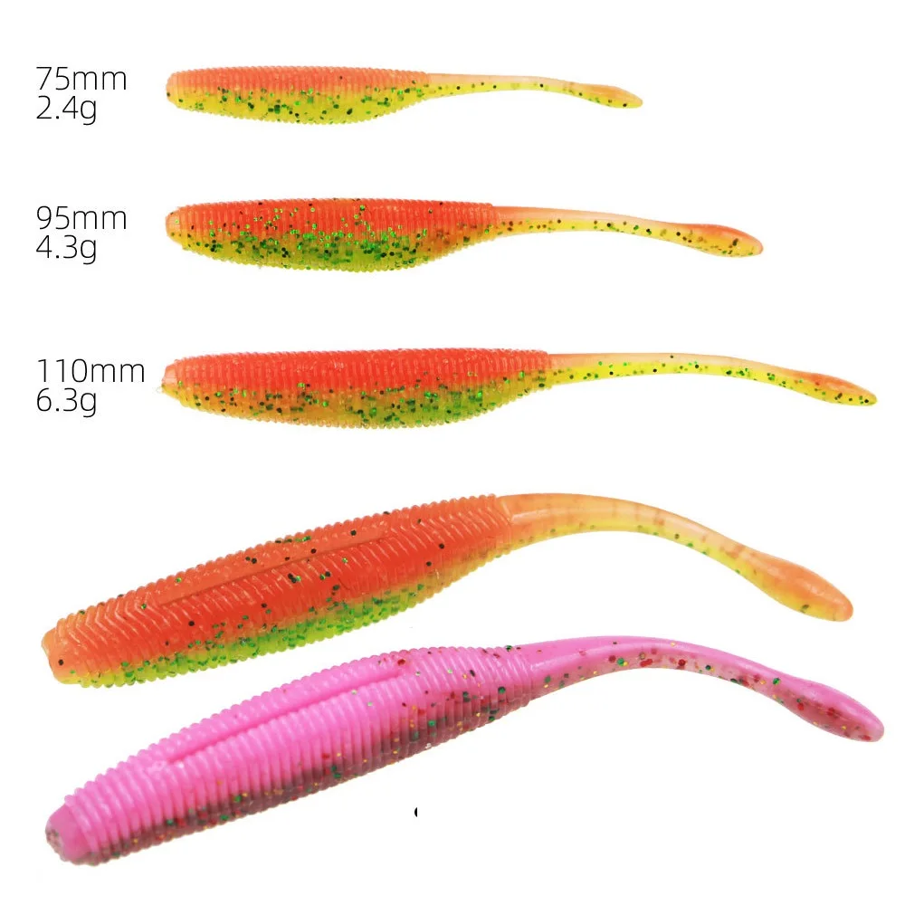 Vinilo cola recta para lubina – Señuelo de pesca suave 75-110mm - imagen 2