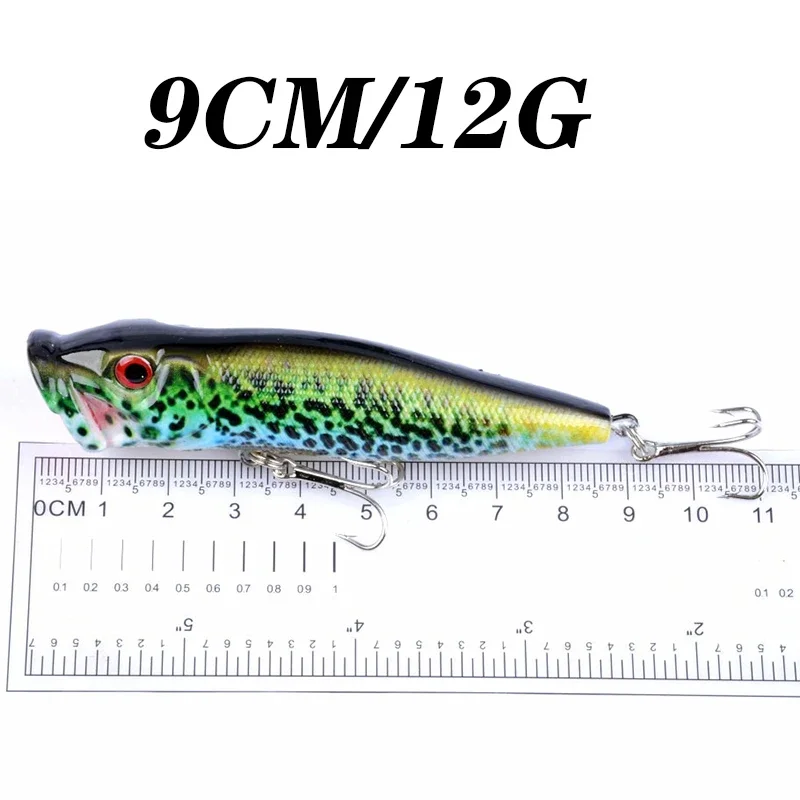 1Pc Big Popper Fishing Lure 9cm 12g Topwater Wobblers Artificial Bait with High Carbon Steel Hooks Crankbait Bass Pesca Tackle - imagen 2