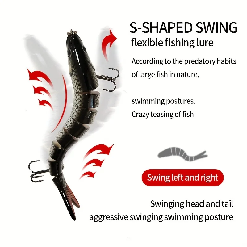 Aorace 3 uds señuelo de pesca multiarticulado 8 segmentos Swimbait cebo Artificial hundimiento lento cebo de pesca biónico equipo de pesca fresco - imagen 2