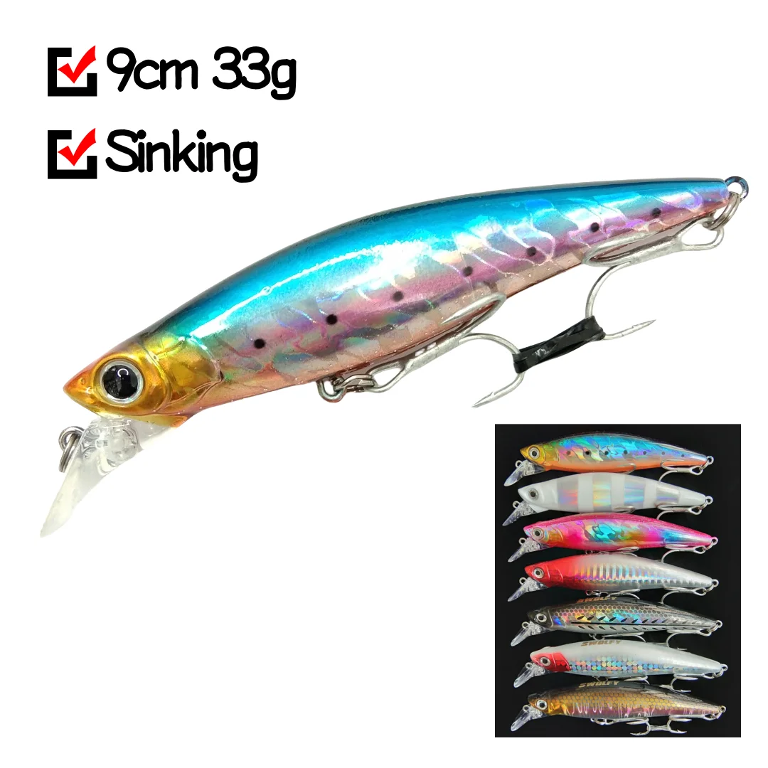 Swolfy-señuelo de Pesca de pececillo que se hunde, 33g, Swimbait, Crankbait, señuelos para lubina, cebo duro para atún, Pesca, peces de hielo, buceo profundo - imagen 2