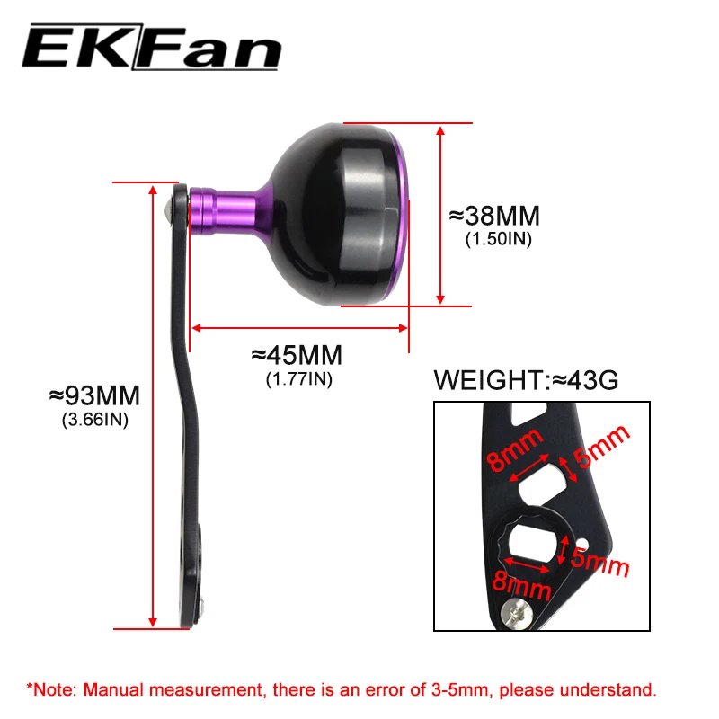 EKFan-perillas de mango de carrete de pesca de aleación de aluminio, 94MM, para Baitcasting, piezas de aparejos de rueda de carrete de pesca - imagen 5