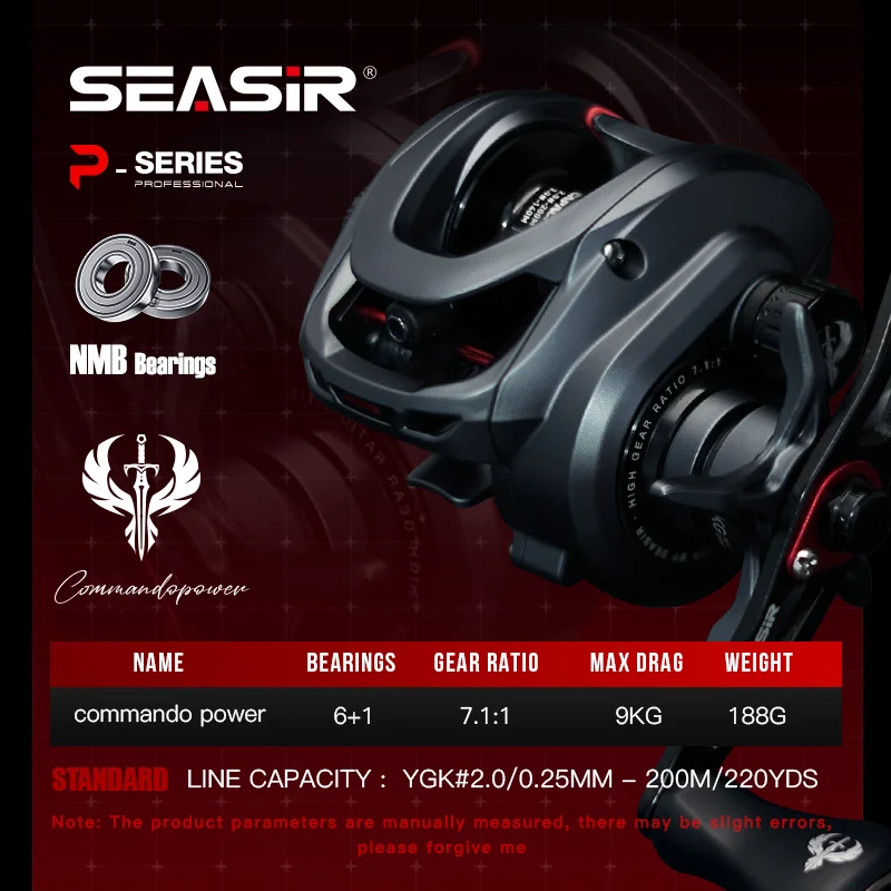 Carrete Baitcasting Seasir Commando Power – 7.1:1 con Drag 9kg y Clicker - imagen 2
