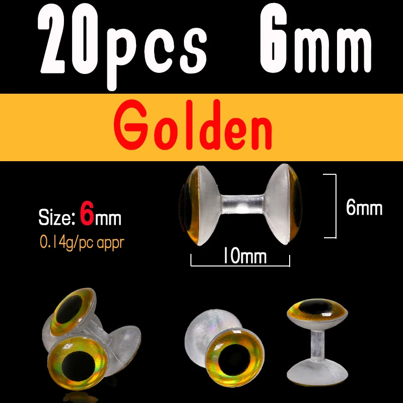 20pcs 6mm golden