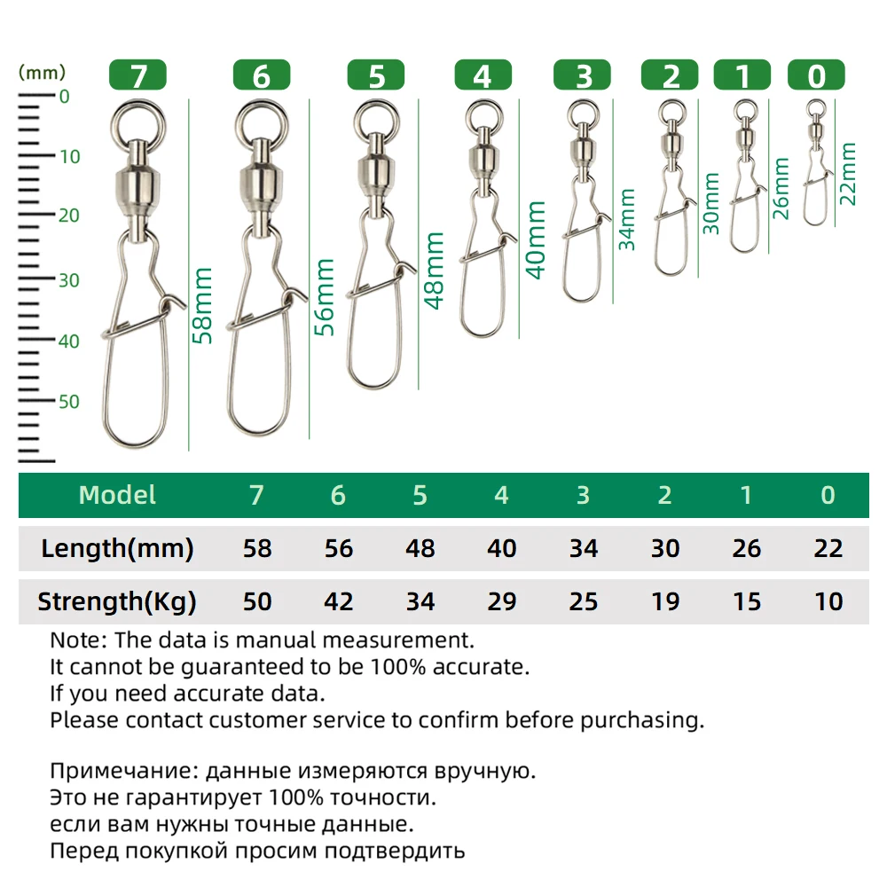 20 piezas conector giratorio a presión, Pin, rodamiento de bolas, Kit de hebilla de anillo rodante, línea de señuelo de Pesca, conectar herramientas de Pesca de bloqueo cruzado - imagen 2