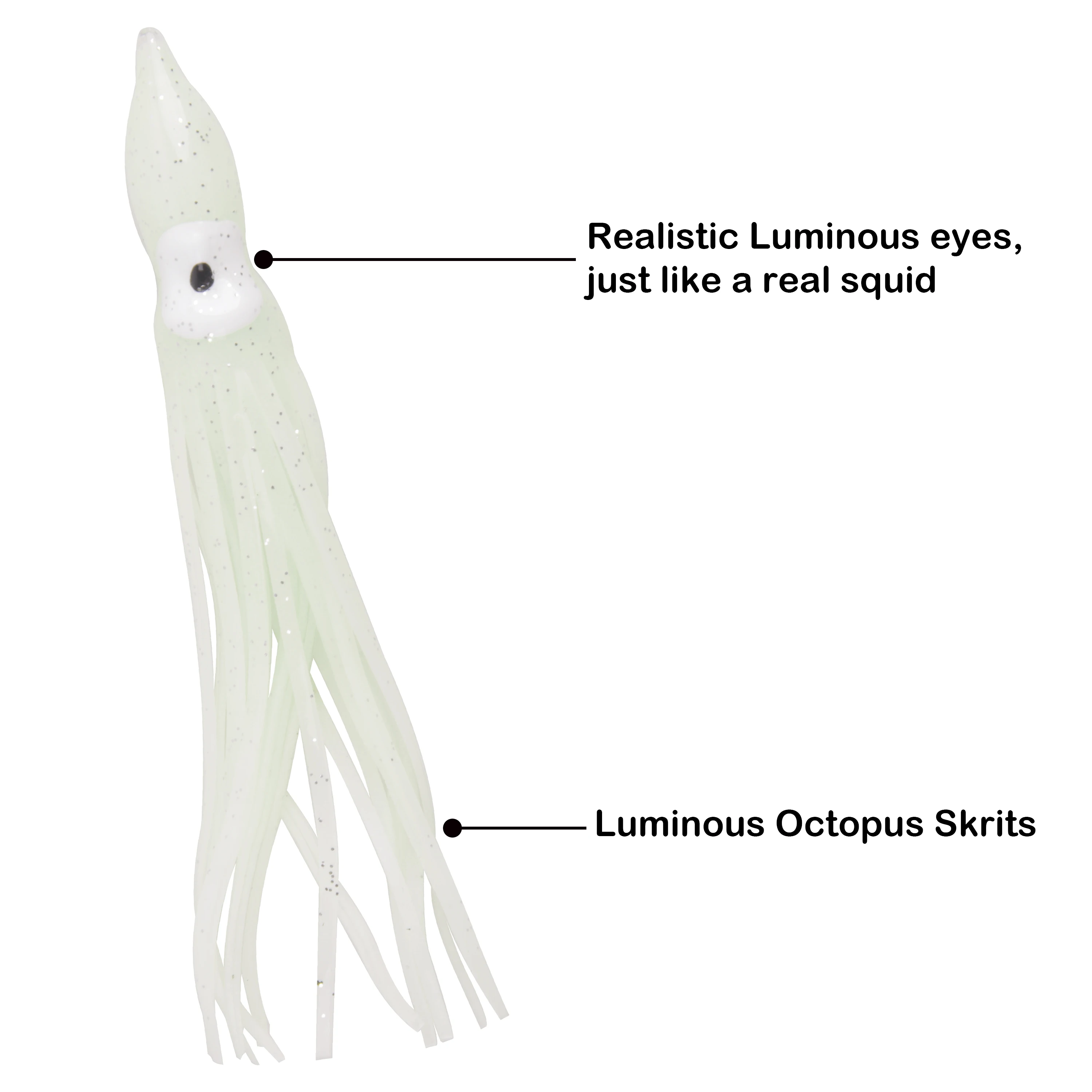 20 piezas faldas luminosas de calamar, señuelo suave, falda de pulpo, señuelos, señuelo de pesca brillante, cebo Artificial para atún, calamar, 7cm/9cm/11cm - imagen 5