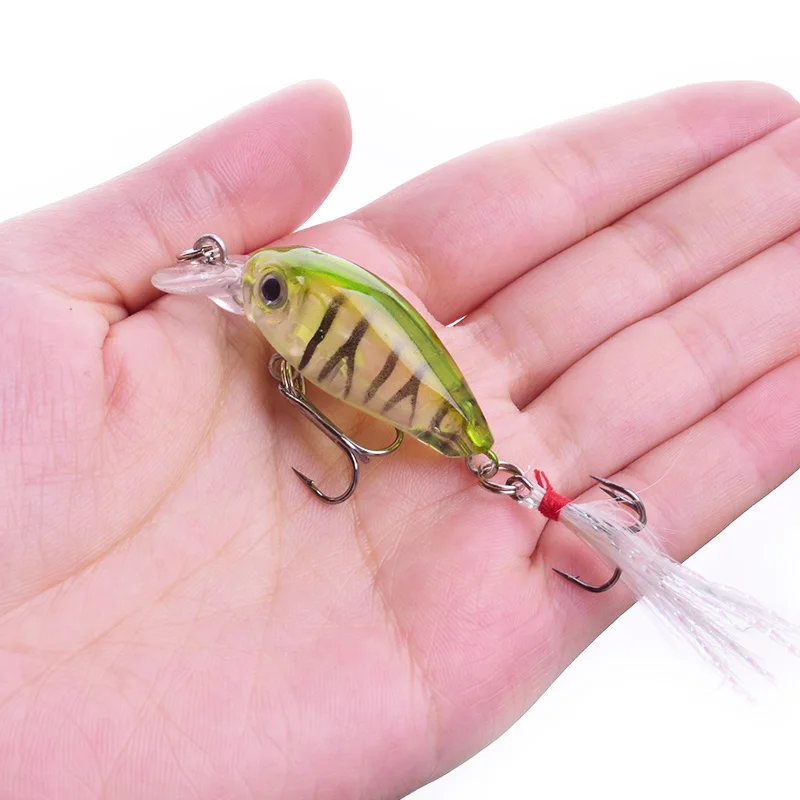 Juego de Señuelos de Pesca de colores mezclados, 5 piezas, 4,5 cm, 3,6g, gancho de pluma realista, manivela flotante, Wobbler, cebo Artificial, trucha, lubina, Crankbait - imagen 2