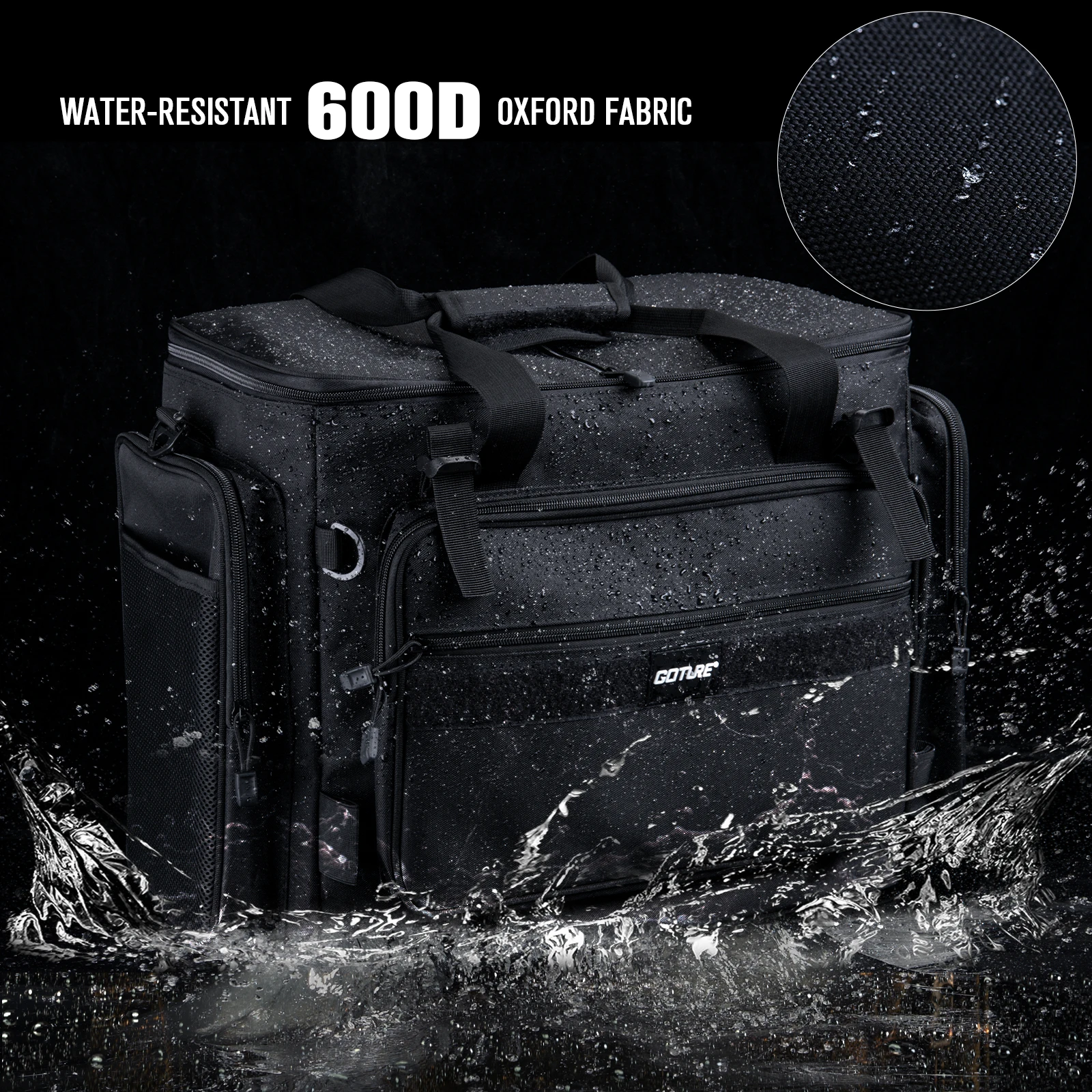 Goture 45*25*38cm bolsa de pesca al aire libre 600D tela Oxford impermeable de gran capacidad multifuncional señuelo paquete de aparejos de pesca - imagen 2