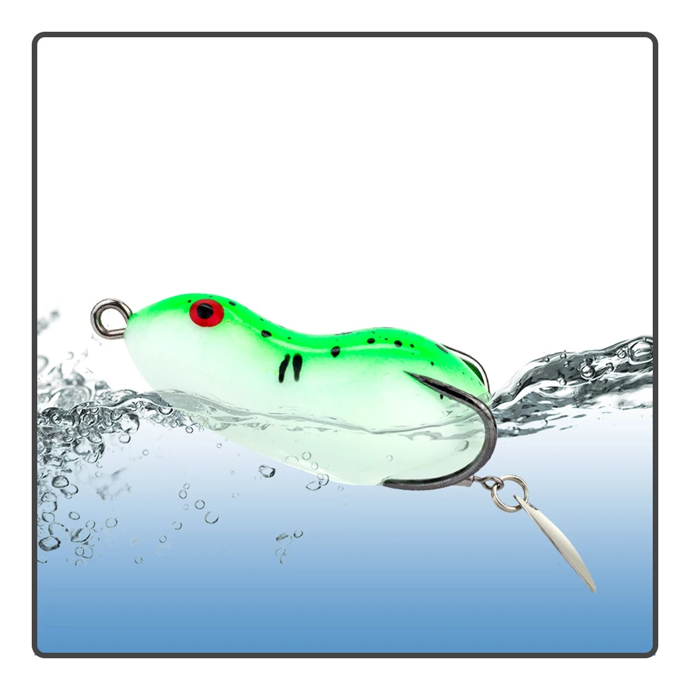 Señuelo de silicona de 45mm y 7g, cebo falso de rana pequeña, pez negro, percha afilada de doble gancho con lentejuelas intermitentes, se puede girar 360 ° - imagen 2