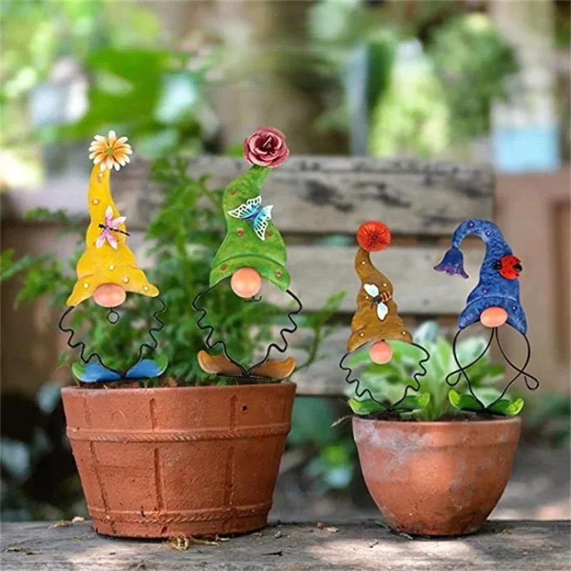 Inserción de tierra de Gnomo de Metal 3D, insectos, mariposas, decoración para jardín, patio trasero, adornos de tierra de césped al aire libre - imagen 2