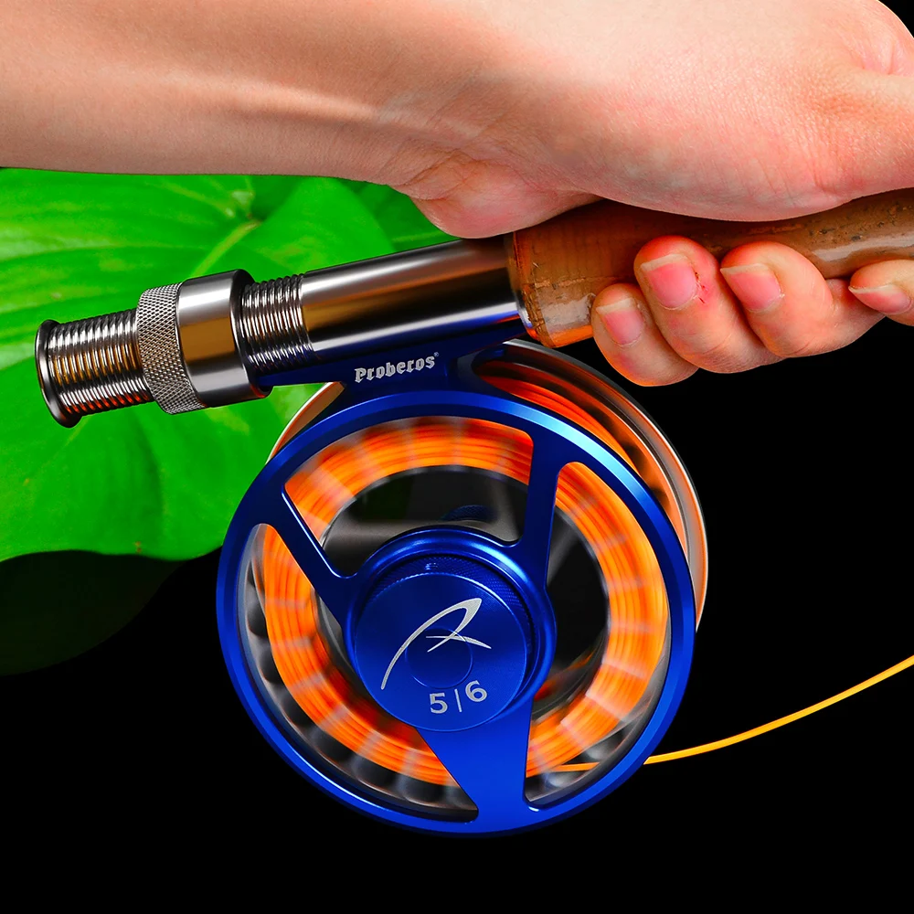 PROBEROS-Rueda de Pesca con mosca, carrete de Pesca con mosca de 5/6 WT, CNC, máquina de corte grande, carrete de fundición a presión de aluminio, aparejos de Pesca de lubina - imagen 5