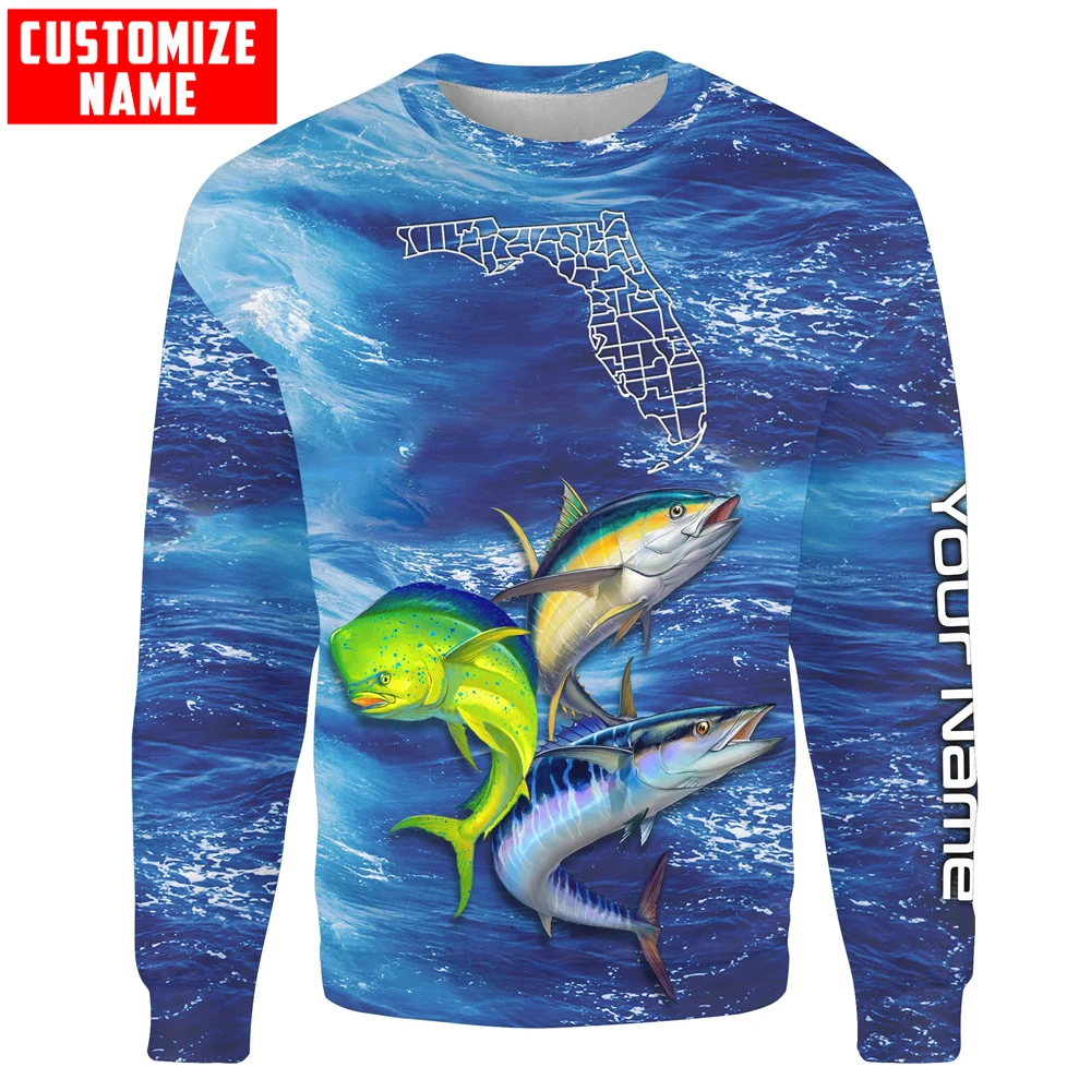 Wahoo Fishing Personaliza el nombre y el nombre del barco Sudadera con capucha y sudadera con estampado 3D para hombre Sudaderas con capucha con cremallera unisex Chándales casuales KJ914 - imagen 5