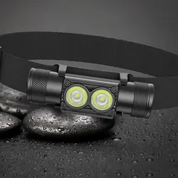 H02 Linterna frontal LED doble multimodo recargable pesca nocturna