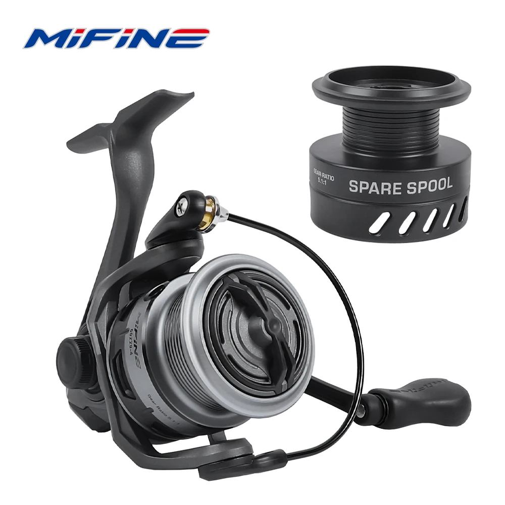 Carrete giratorio inspirado MIFINE ligero 1000-6000 relación de engranaje 5,1: 1 5 + 1BB arrastre máximo 8KG carrete de pesca calamar trucha accesorios de pesca