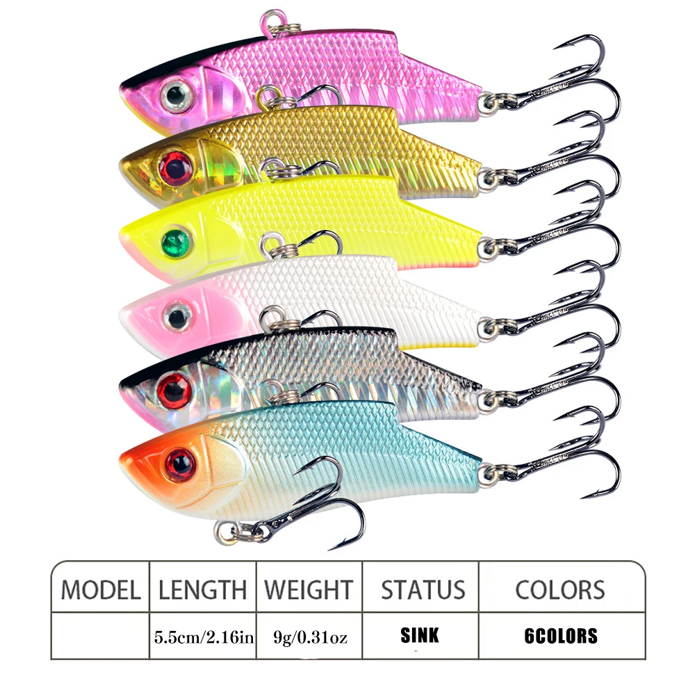 6 uds VIB señuelo de pesca Swim Minnow Wobbler cebo duro Artificial Crankbait invierno mar pesca lubina buceo cebo giratorio - imagen 2