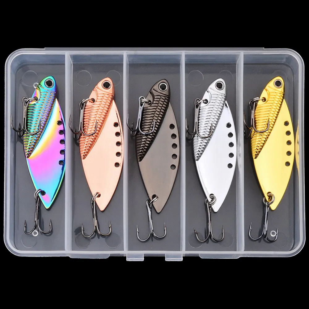5 unids/lote lentejuelas Metal VIB 7g 10g 15g 20g señuelo de pesca cola giratoria vibración cuchara Spinner cebo Crankbait aparejos de pesca de lubina - imagen 2