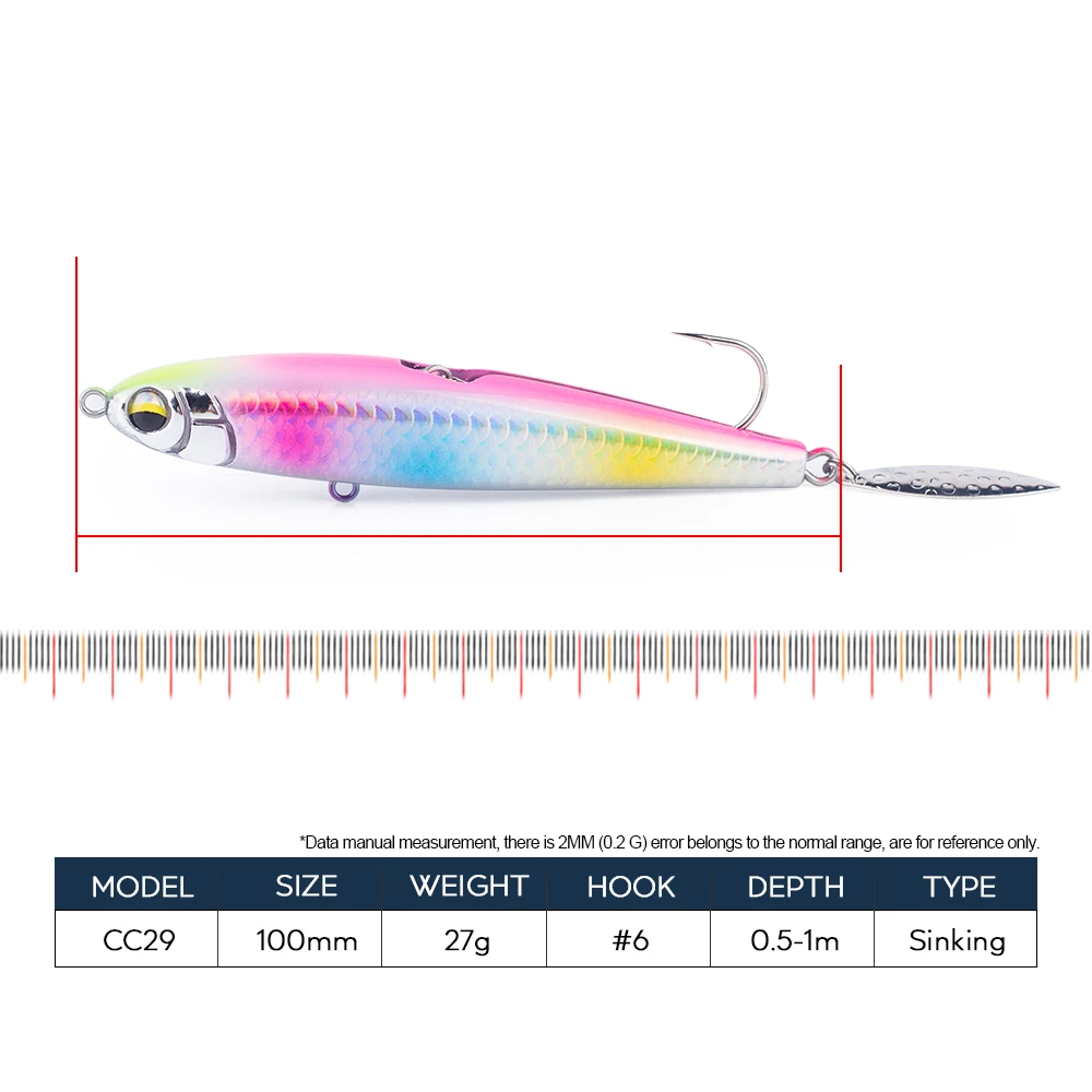Hanlin-cebos de lápiz de hundimiento, señuelos artificiales de plástico duro para pesca de trucha, Swimbait, Minnow, Wobblers, Crankbait, aparejos de lubina, 10cm/27g - imagen 2
