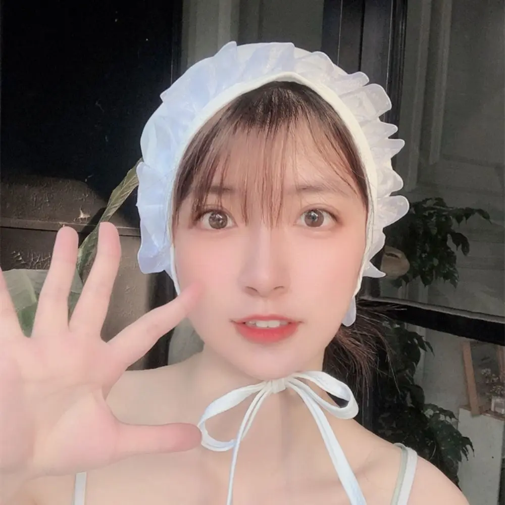 Accesorios de natación gorro de natación de encaje protección para los oídos tamaño libre gorro de buceo elástico encantador gorro de baño ligero nadar - imagen 5