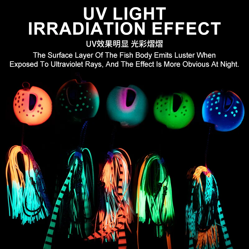 TEASER J29 60g 80g 100g 120g 150g 200g Inchiku señuelo de plantilla de Metal cabeza de plantilla de agua salada cebo de pesca falda de goma luminosa señuelo de Jigging - imagen 5