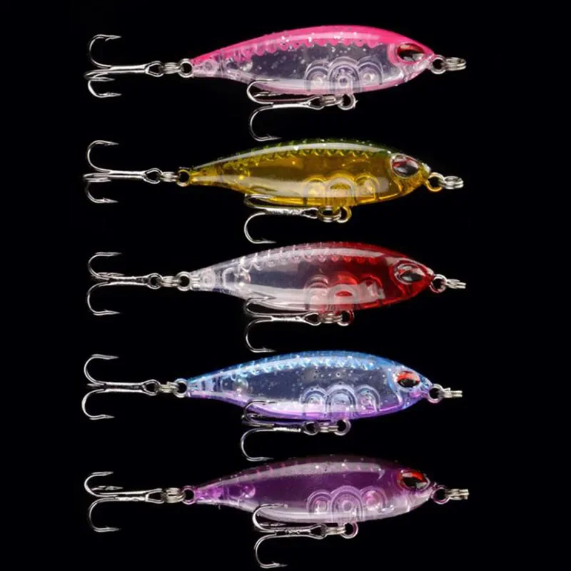 Nuevo 5 uds Mini lápiz 5cm 3g juego de Señuelos de Pesca con caja cebos duros Wobblers señuelos hundimiento carpa aparejos de pesca Artificial - imagen 4