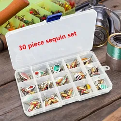 Señuelo de pesca giratorio con cuchara de Metal, 30 Uds., con anzuelo triple, Wobblers de pesca, cebo Artificial para agua dulce y salada