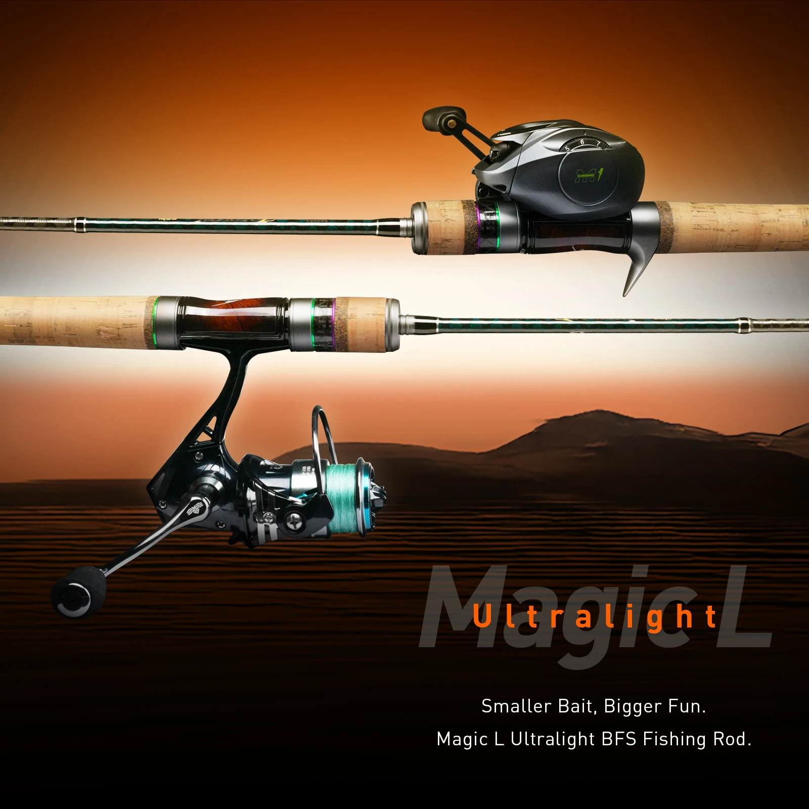HANDING Magic L Ultralight BFS caña de pescar de carbono, peso del señuelo de 1-8g, 78g, FUJI®Anillos guía O + A, varilla de fundición UL/L - imagen 3