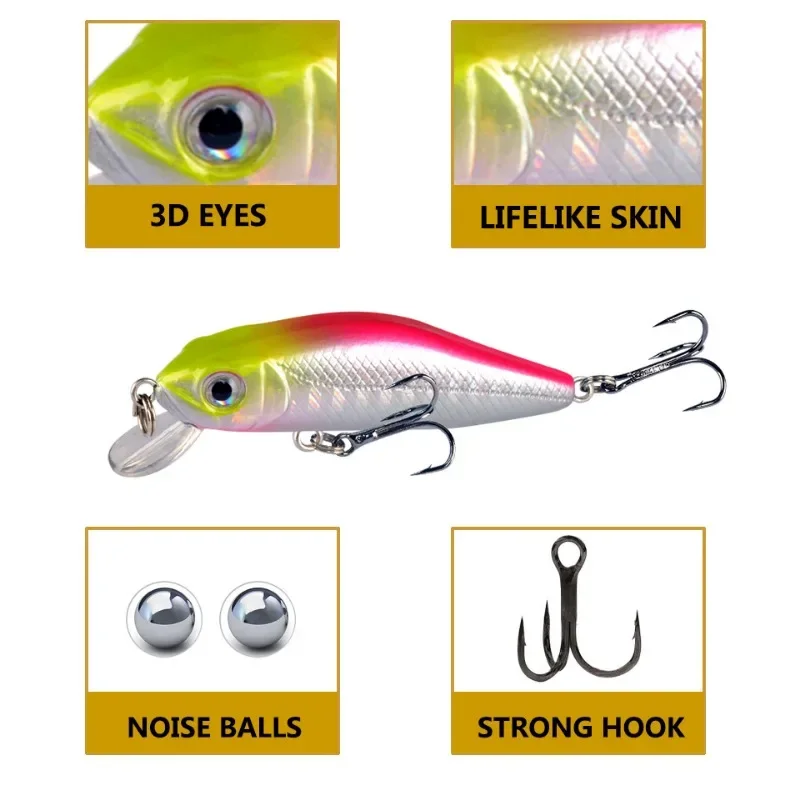 Cebo duro artificial Minnow, Señuelos de Pesca, lubina flotante, curricán, carpa Crankbait, aparejos de pesca, 4,5G, 6cm, 1 pieza - imagen 3