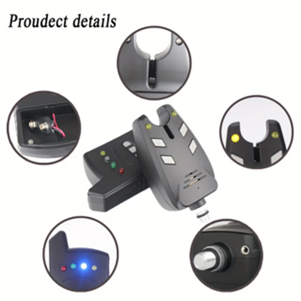 JSFUN1 4 Juego de alarma de pesca de carpa inalámbrico negro es rápido y responsivo utilizado para indicador de picadura de pesca rugosa de carpa - imagen 5