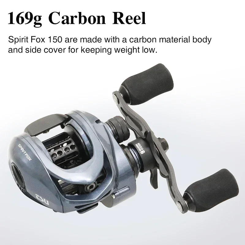 TSURINOYA SPIRIT FOX 150 II engranaje de latón de alta velocidad carrete de pesca Baitcasting fundición larga versátil Ultra suave 7,3: 1 carrete de 169g - imagen 4