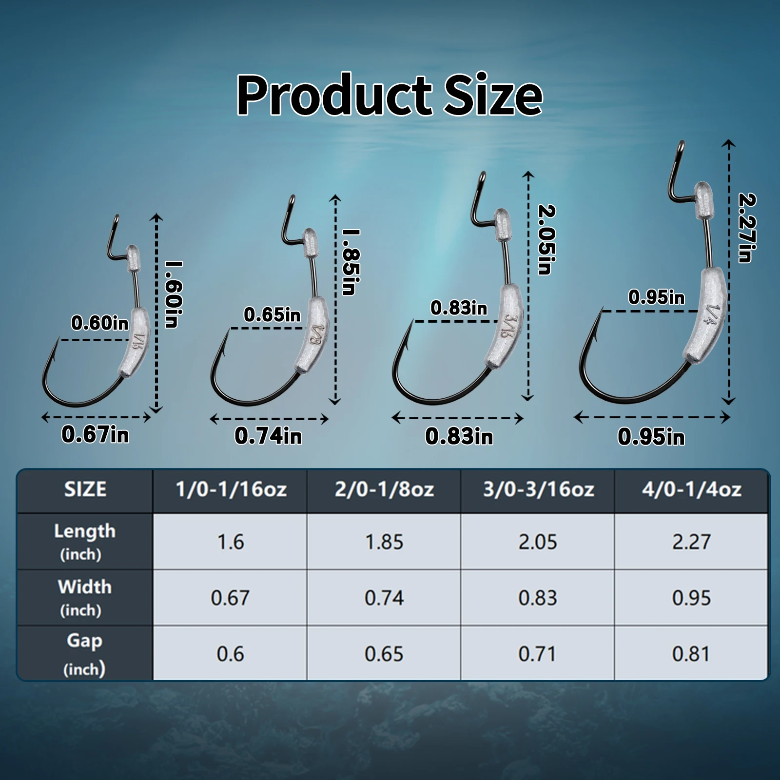 Gancho Ewg de 9KM ponderado, 10 Uds. Para lubina, gancho suave de gusano, alta resistencia y resistencia a la corrosión - imagen 2