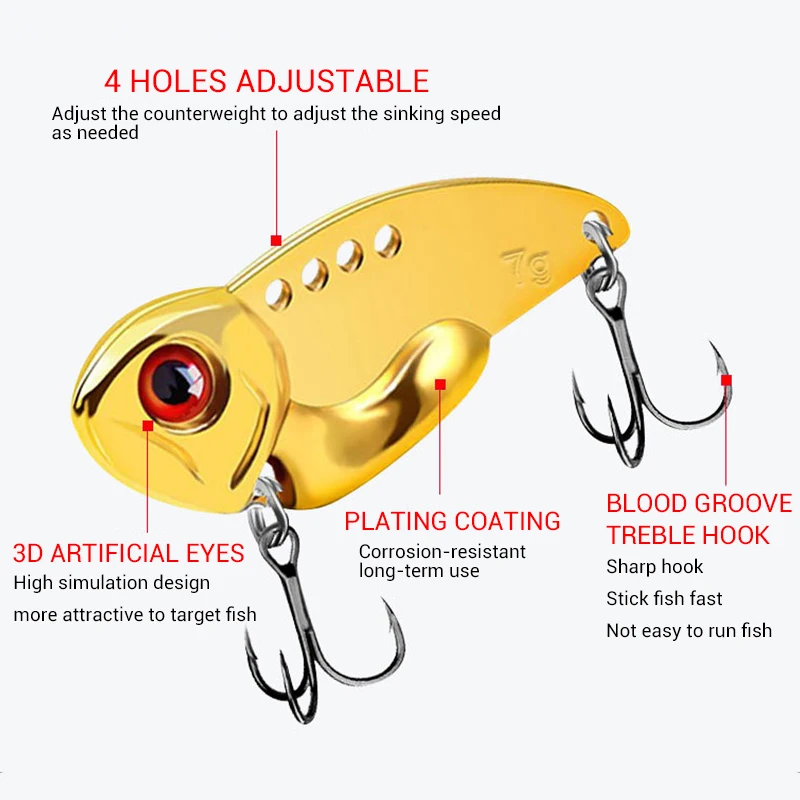 Señuelos duros de pesca en agua salada, cebo Artificial de Metal, 7g, 10g, 12g, 15g, VIB - imagen 4