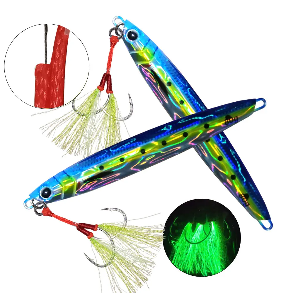 5Pairs/bag Lure Jig Hooks 5/0 Glow Steel Stainless Wire Barbed Hooks Sea Fishing Assist Hook Jigging Tackle Carbon Pesca Leurre - imagen 5