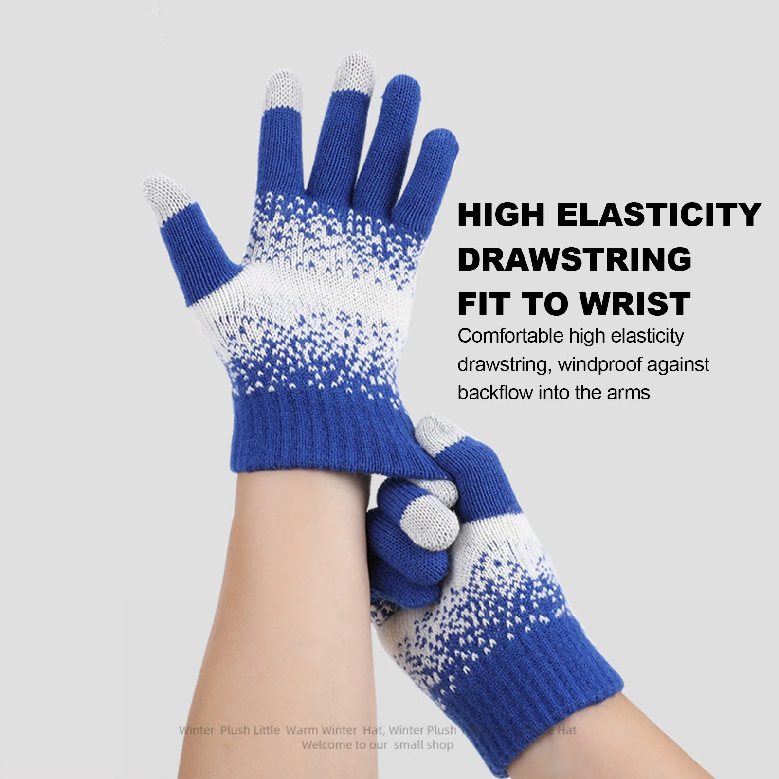 Guantes cálidos universales para invierno, pesca, ciclismo, Camping, viajes, guantes tejidos con pantalla táctil, guantes cálidos de felpa gruesos a prueba de viento - imagen 3