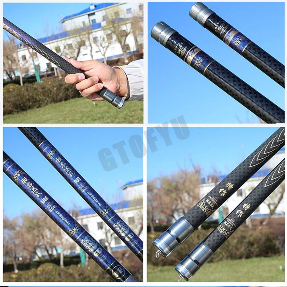 Caña de pescar de mano de fibra de carbono, caña de pescar telescópica de alta calidad, súper ligera, larga y dura, 8M/9M/10M/11M/12M/13M - imagen 5