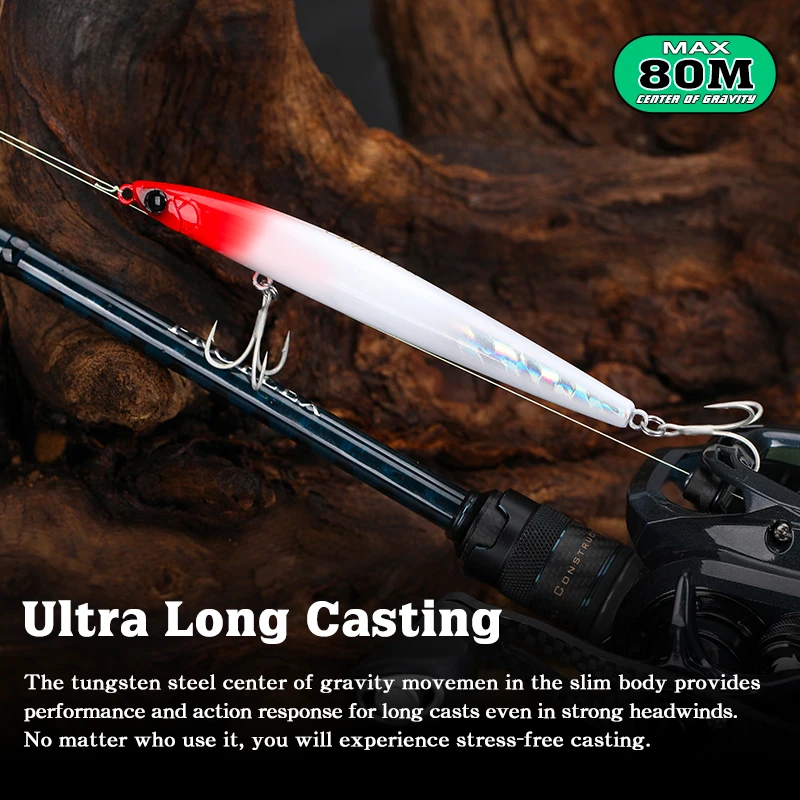 Señuelo de pesca TSURINOYA 115mm 20g, lápiz que se hunde, GRIFFIN 115S, peso máximo de tungsteno, 80m de largo, juego de trucha de fundición, modelo de cebo duro - imagen 4