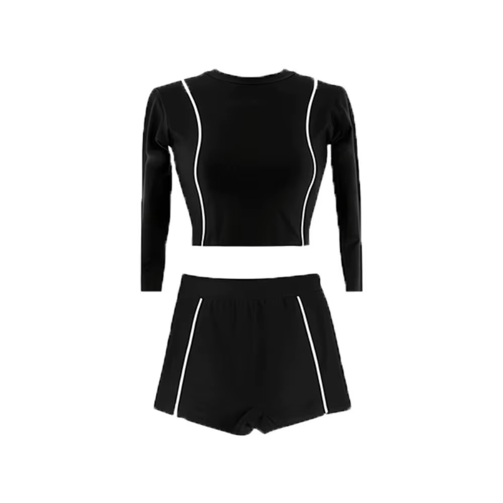 Bikini de cintura alta con shorts y protección solar para mujer - imagen 2