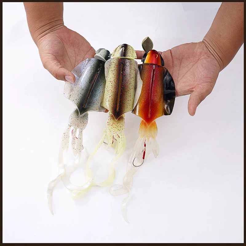 Cebo de calamar de simulación luminosa UV, cebo blando de 285g para pesca en el mar, Luya, cebo para barco de aguas profundas - imagen 4