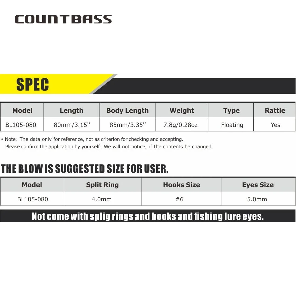 Countbass 10 Uds. Señuelos duros en blanco, 80mm/3,15 "7,8g/0,3oz, cebos duros flotantes para pececillos, cebos de pesca sin pintar, cebos duros, Wobblers - imagen 3