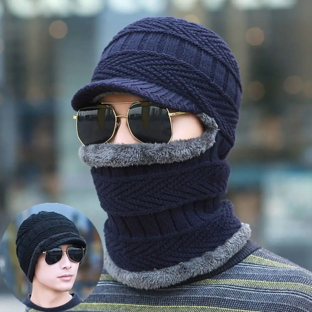 Gorro cálido de poliéster a la moda para invierno, gorros tejidos de una pieza con protección contra el frío para el cuello y la cara, gorro de esquí transpirable para hombre - imagen 3