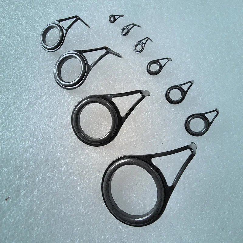 Accesorios para caña de pescar de acero inoxidable, anillo guía de ojo, anillos de alambre negro de cerámica, aparejos de una sola pierna, venta al por mayor - imagen 4