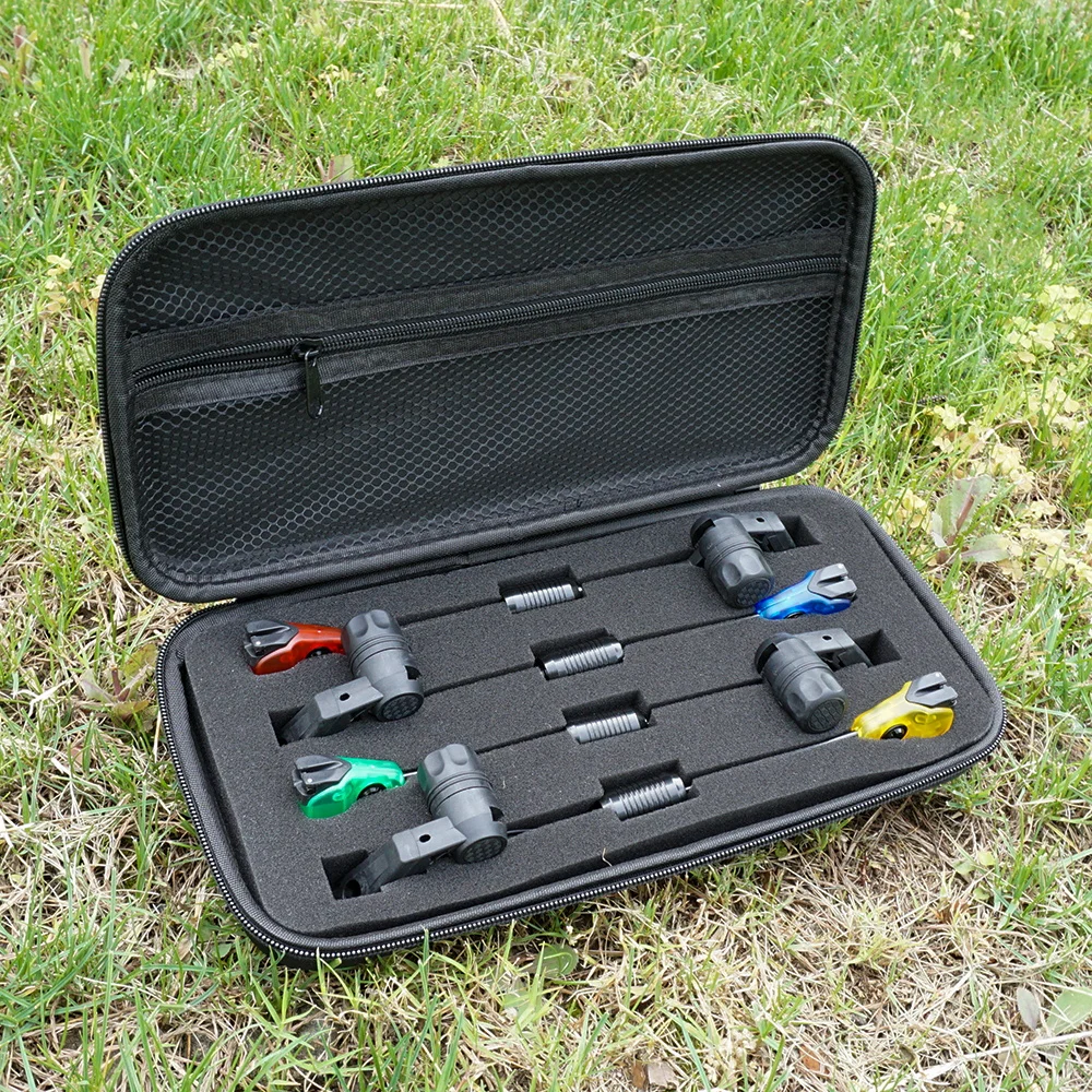 Hirisi 4 alarmas de picadura de pesca con luz LED y indicador de columpio - Equipo de pesca de carpa impermeable B2036 para pesca nocturna con estuche - imagen 4