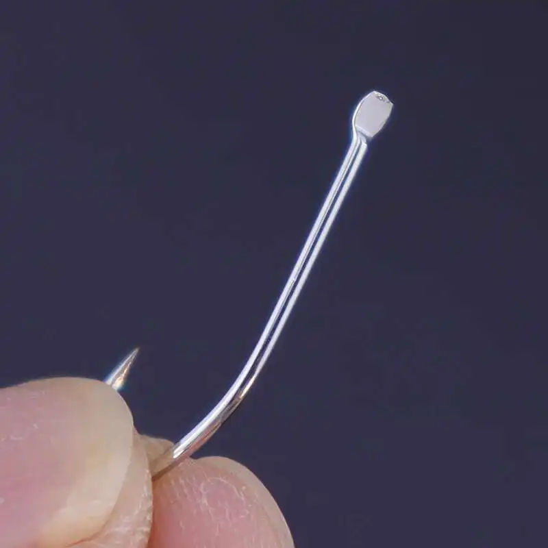 Juego de anzuelos de pesca de acero inoxidable de alto carbono, 50 unids/lote, con púas, para carpa, mango aplanado, punta afilada, color blanco, 1-10 # - imagen 4