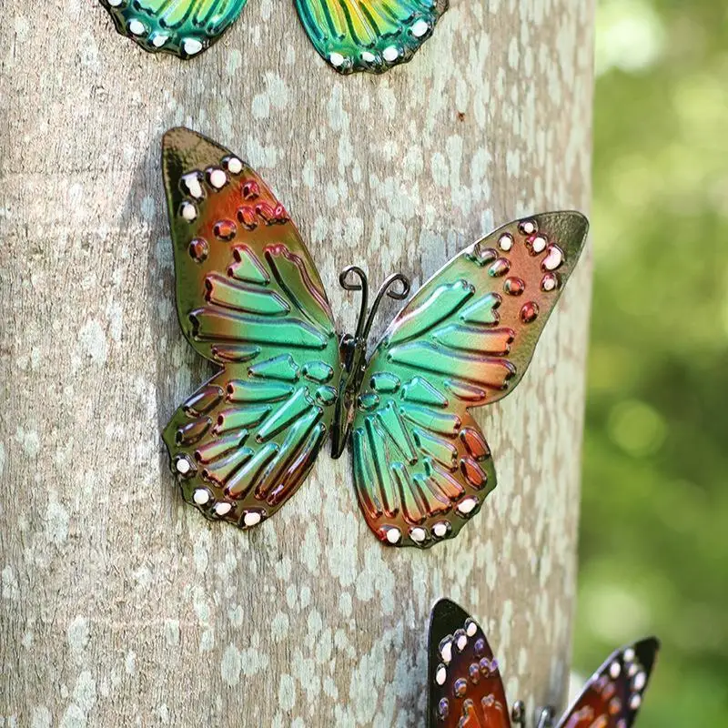 Mariposas metálicas 3D para pared – Escultura decorativa de jardín exterior - imagen 4