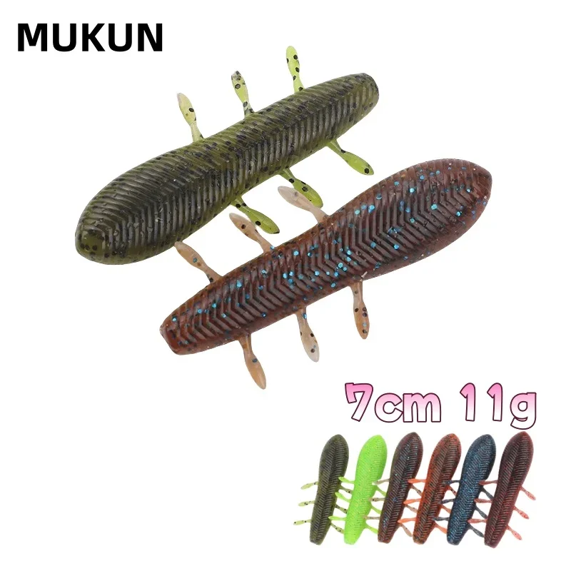 MUKUN-cebo de palo de 4 Uds., 7cm, 11g, señuelo de plástico suave y pesado, cebo de gusano, cebos de silicona para sábalo para lubina, perca de pesca - imagen 3