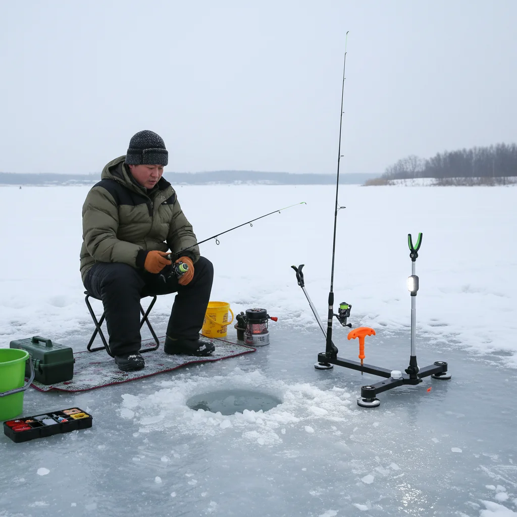 Soporte telescópico aluminio para caña pescar con luz – pesca hielo - imagen 2