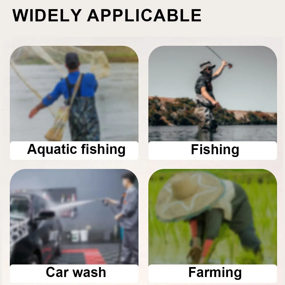 Botas de pesca de nailon grande, pantalones de agua de pesca de medio cuerpo con botas, cintura elástica, hebillas de liberación rápida ajustables - imagen 3